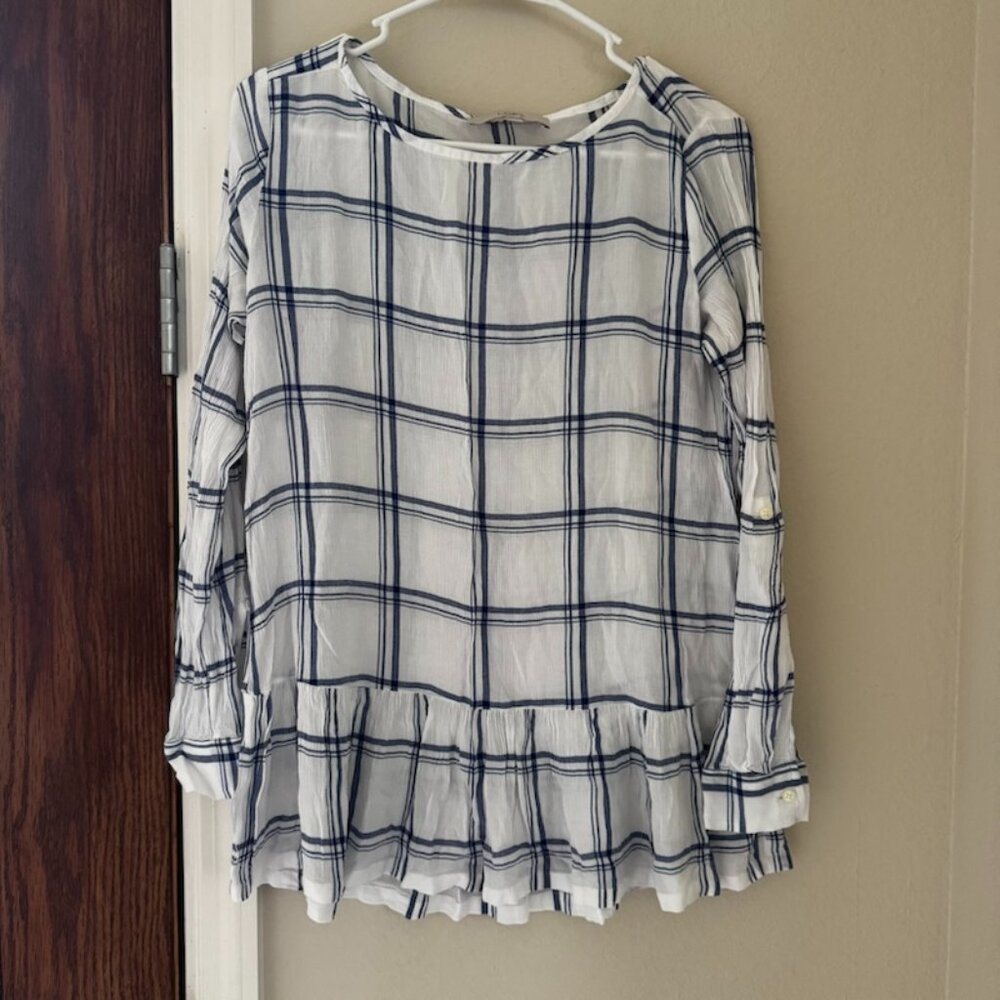 Loft Plaid Peplum Top